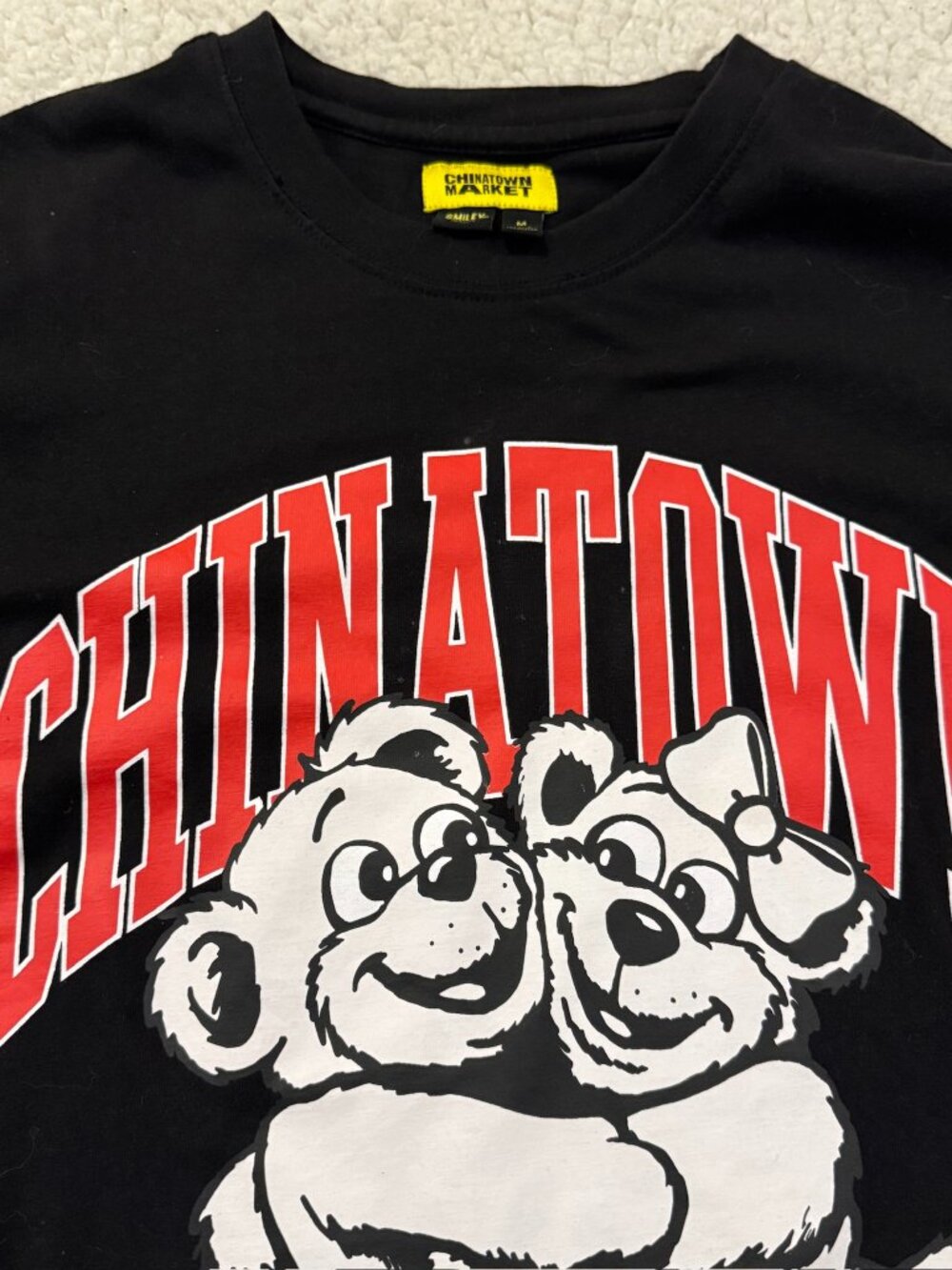 Chinatown Market Cute Arc Bear Graphic T-Shirt Black Mens Medium